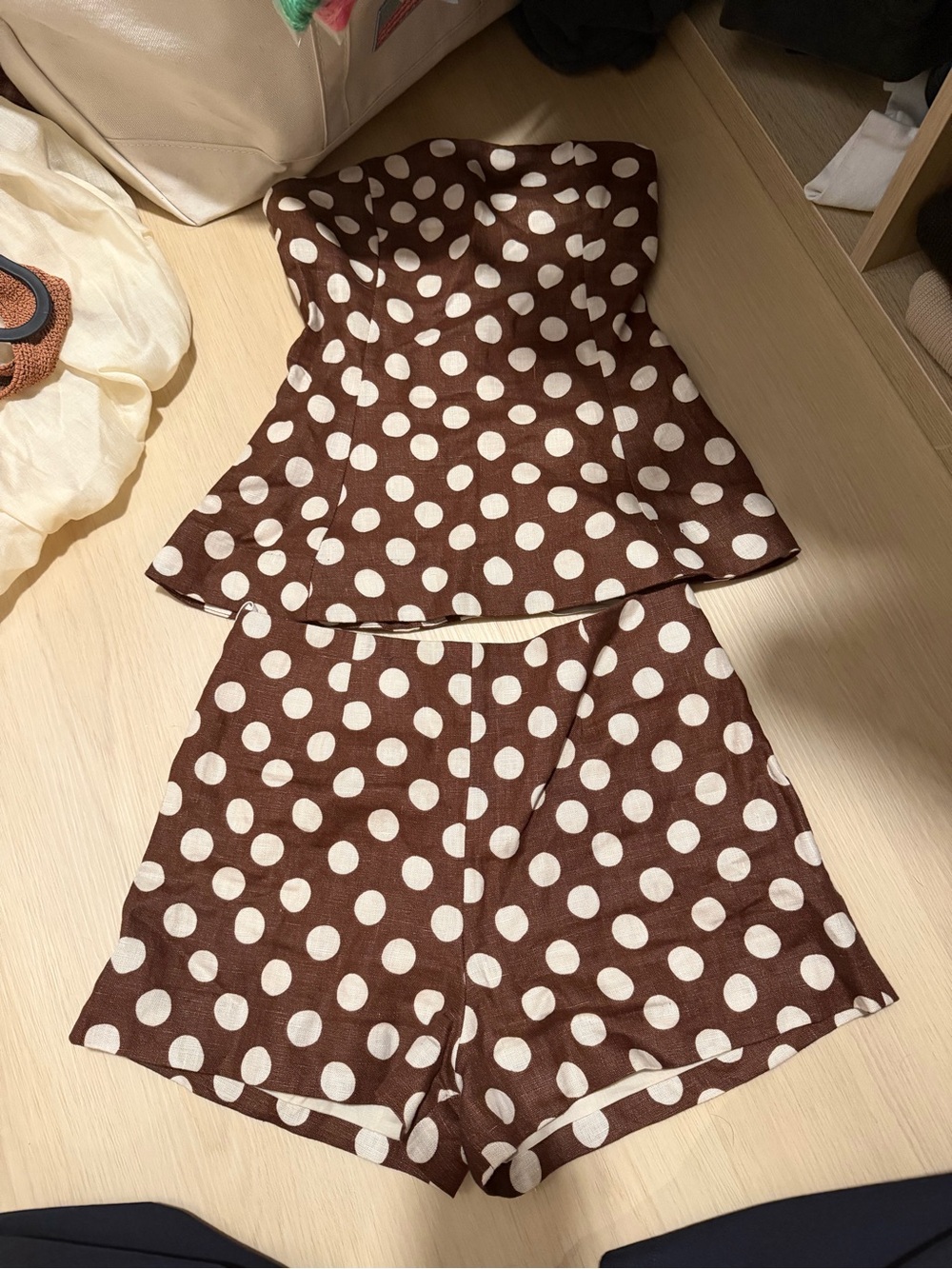 FAITHFULL THE BRAND Petro Polka Dot Brown Linen Set - Picture 4 of 5